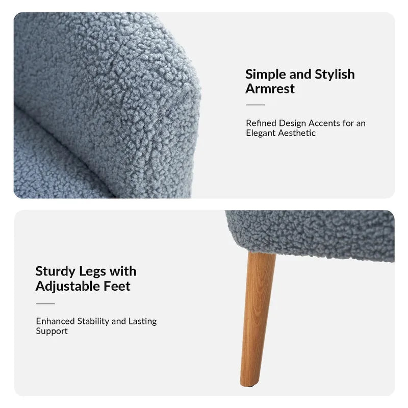 Fauteuil en velours bouclé de 30 pouces de large avec pieds en bois massif, deux chaises par lot