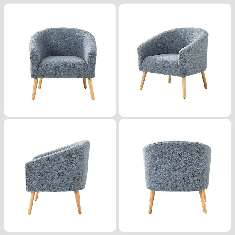 Fauteuil en velours bouclé de 30 pouces de large avec pieds en bois massif, deux chaises par lot
