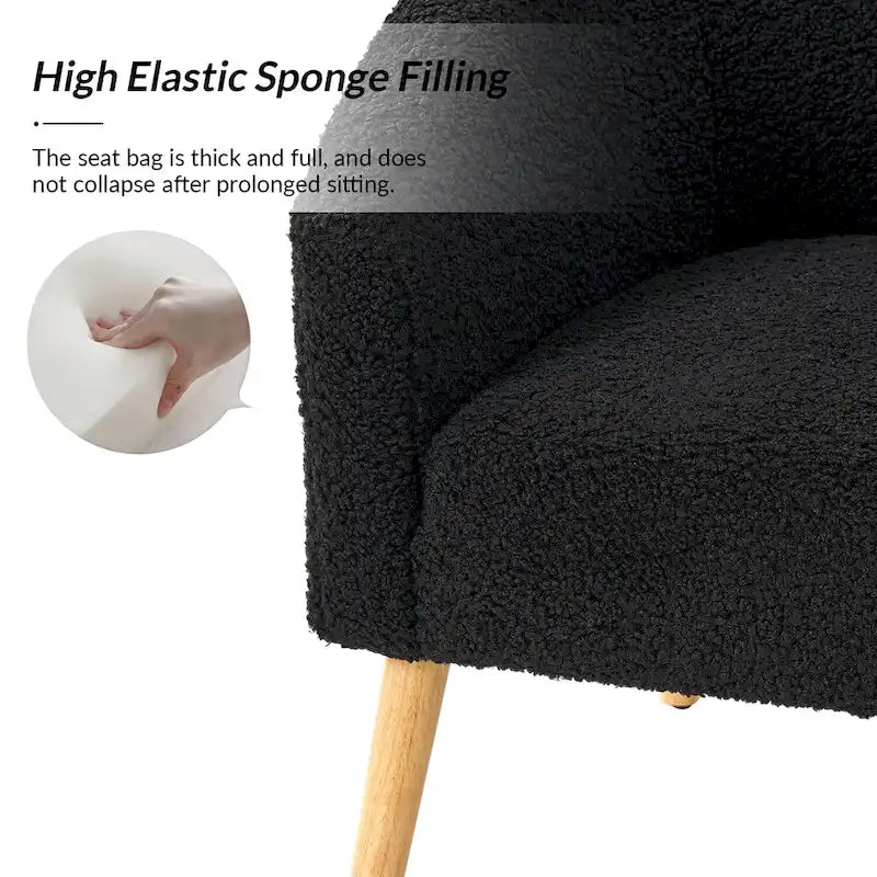Fauteuil en velours bouclé de 30 pouces de large avec pieds en bois massif, deux chaises par lot