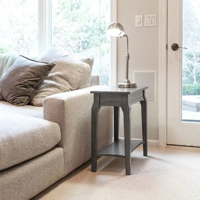 Table d'appoint étroite en bois gris