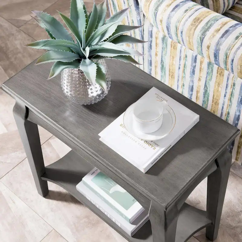 Table d'appoint étroite en bois gris
