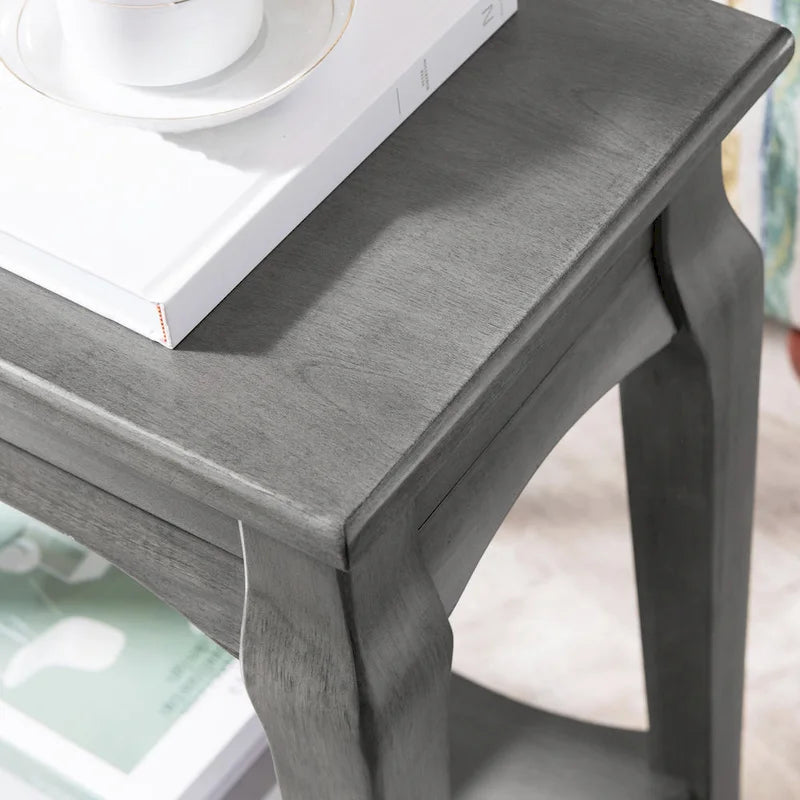 Table d'appoint étroite en bois gris
