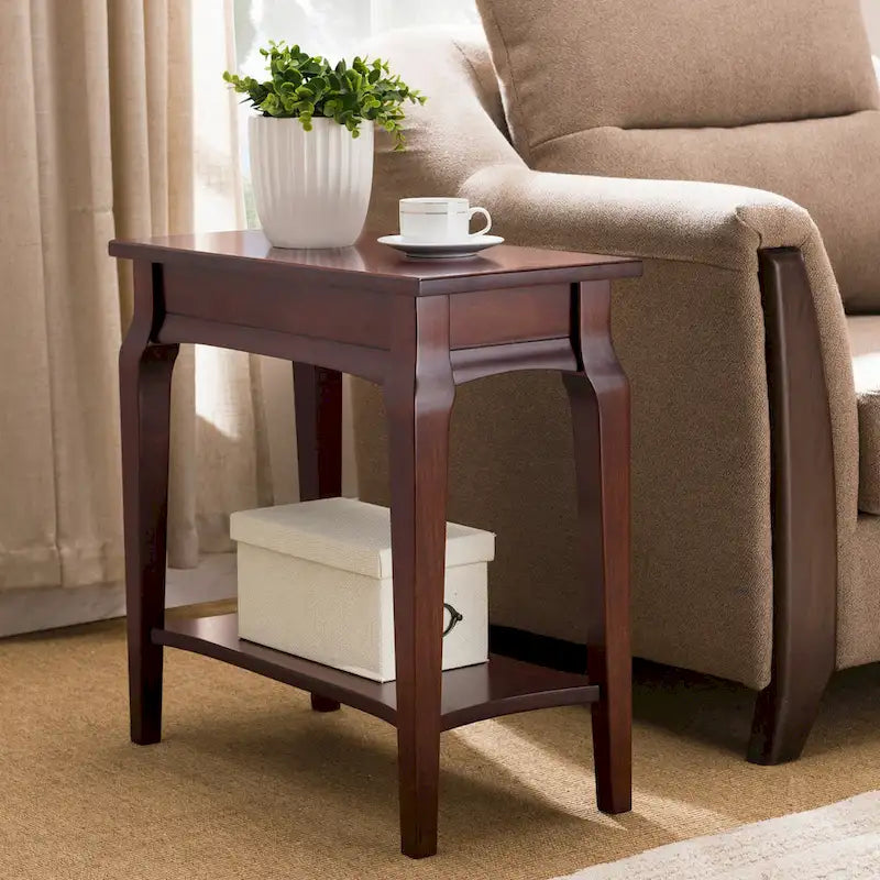 Table d'appoint étroite en bois gris