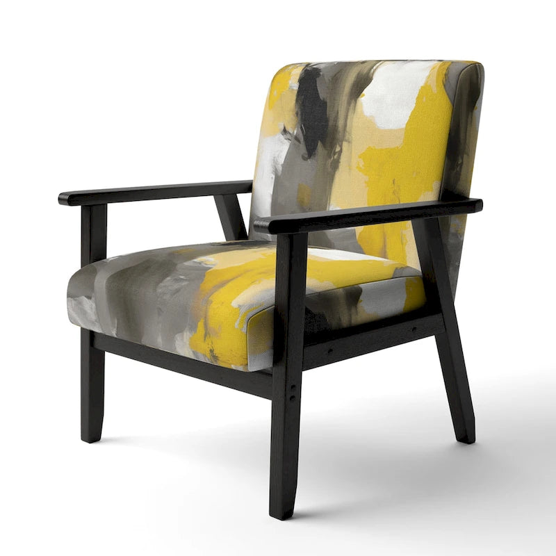 Jaune Moutarde & Gris Clair II : Fauteuils d'appoint abstraits et Fauteuils modernes rembourrés