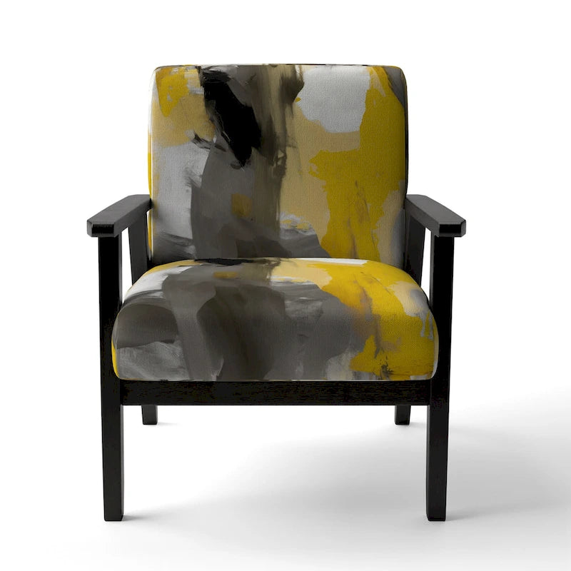 Jaune Moutarde & Gris Clair II : Fauteuils d'appoint abstraits et Fauteuils modernes rembourrés