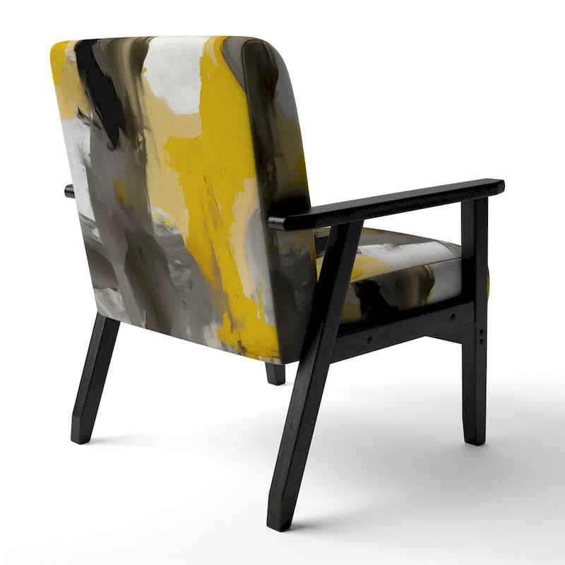 Jaune Moutarde & Gris Clair II : Fauteuils d'appoint abstraits et Fauteuils modernes rembourrés