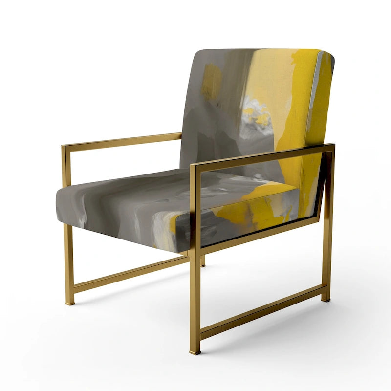 Jaune Moutarde & Gris Clair II : Fauteuils d'appoint abstraits et Fauteuils modernes rembourrés