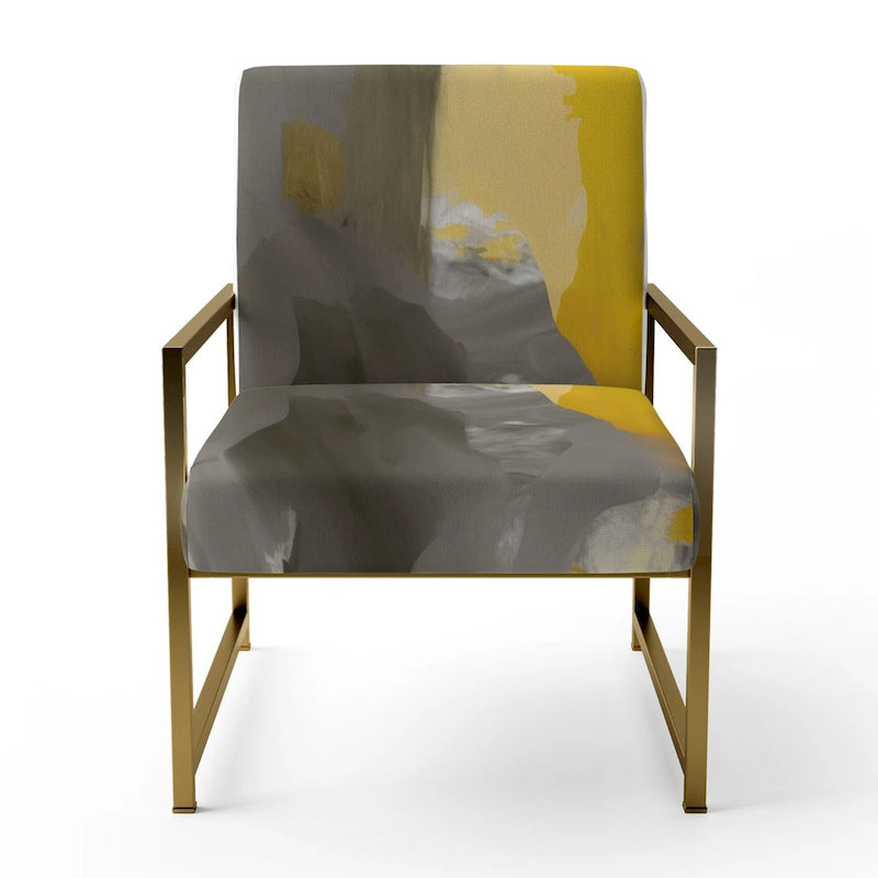 Jaune Moutarde & Gris Clair II : Fauteuils d'appoint abstraits et Fauteuils modernes rembourrés