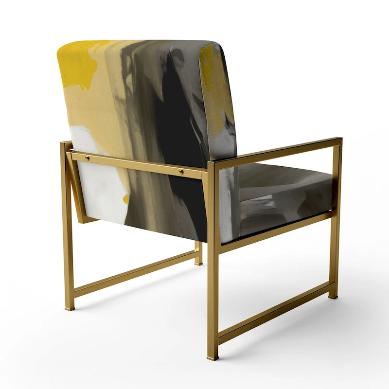 Jaune Moutarde & Gris Clair II : Fauteuils d'appoint abstraits et Fauteuils modernes rembourrés