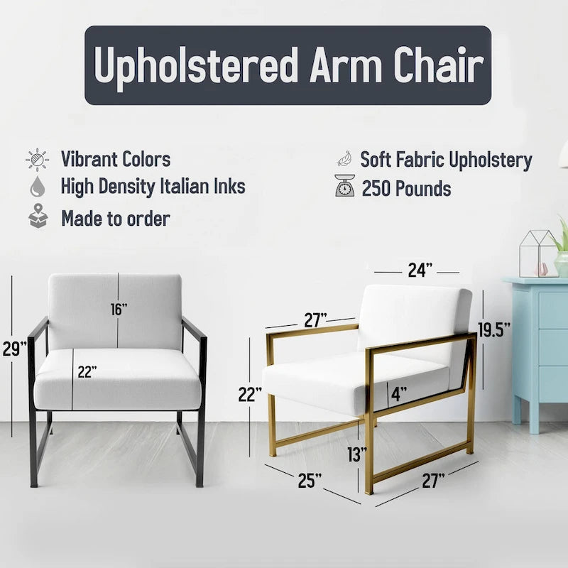 Jaune Moutarde & Gris Clair II : Fauteuils d'appoint abstraits et Fauteuils modernes rembourrés