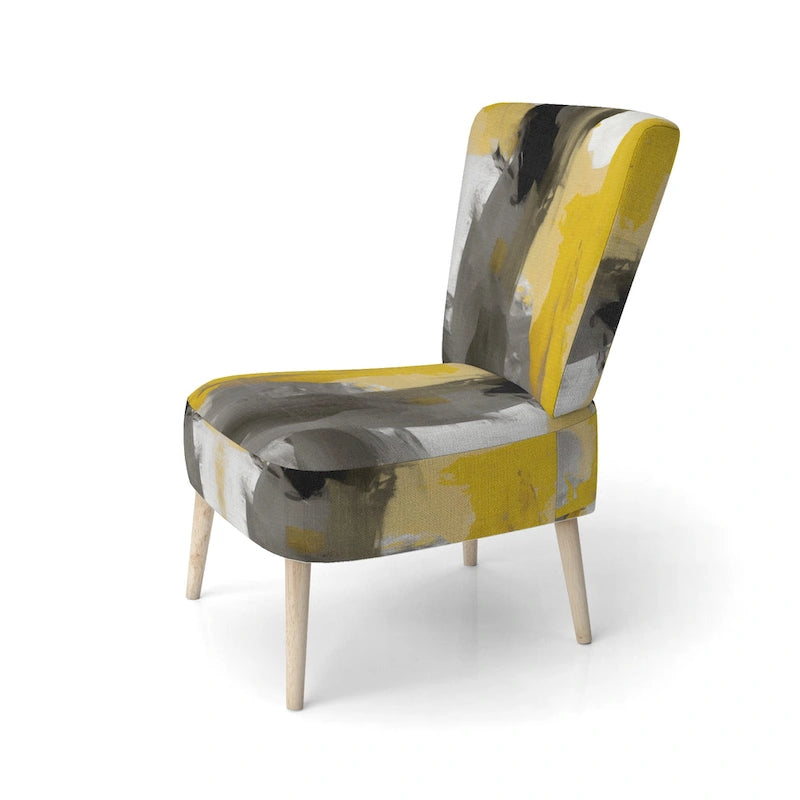 Jaune Moutarde & Gris Clair II : Fauteuils d'appoint abstraits et Fauteuils modernes rembourrés