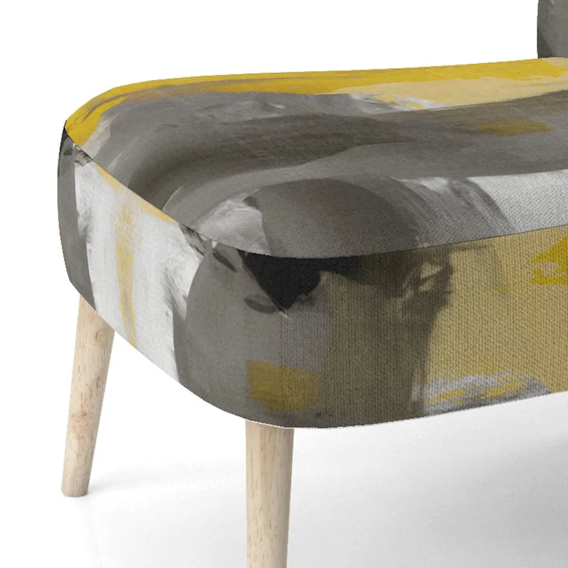 Jaune Moutarde & Gris Clair II : Fauteuils d'appoint abstraits et Fauteuils modernes rembourrés