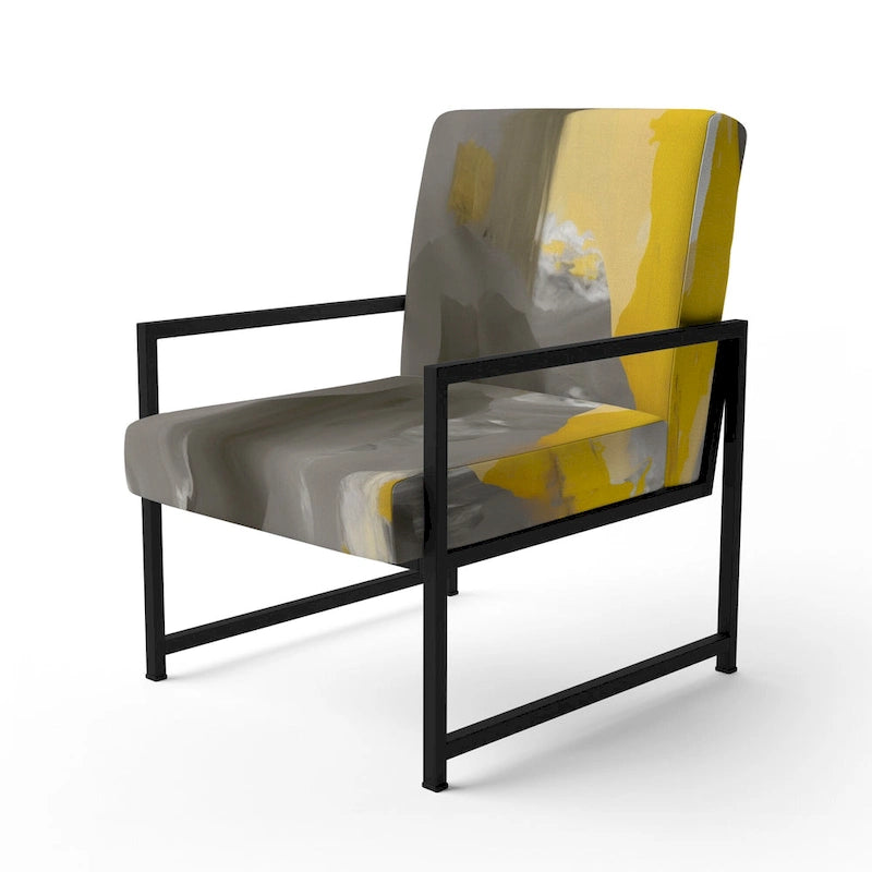Jaune Moutarde & Gris Clair II : Fauteuils d'appoint abstraits et Fauteuils modernes rembourrés