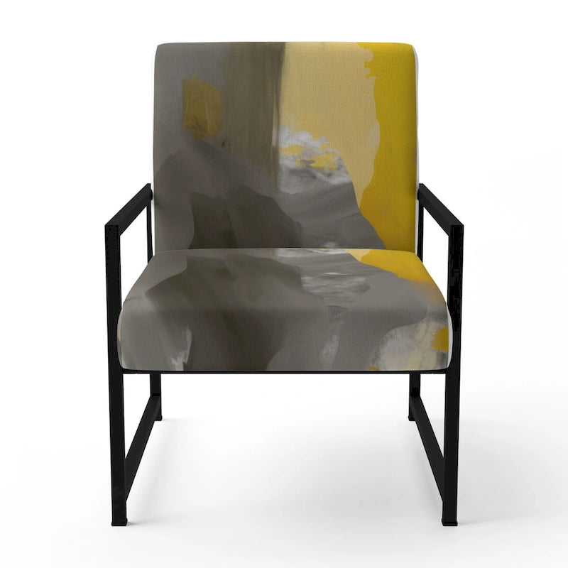 Jaune Moutarde & Gris Clair II : Fauteuils d'appoint abstraits et Fauteuils modernes rembourrés