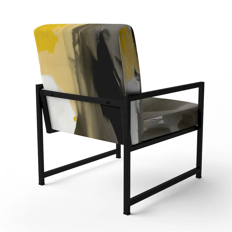 Jaune Moutarde & Gris Clair II : Fauteuils d'appoint abstraits et Fauteuils modernes rembourrés