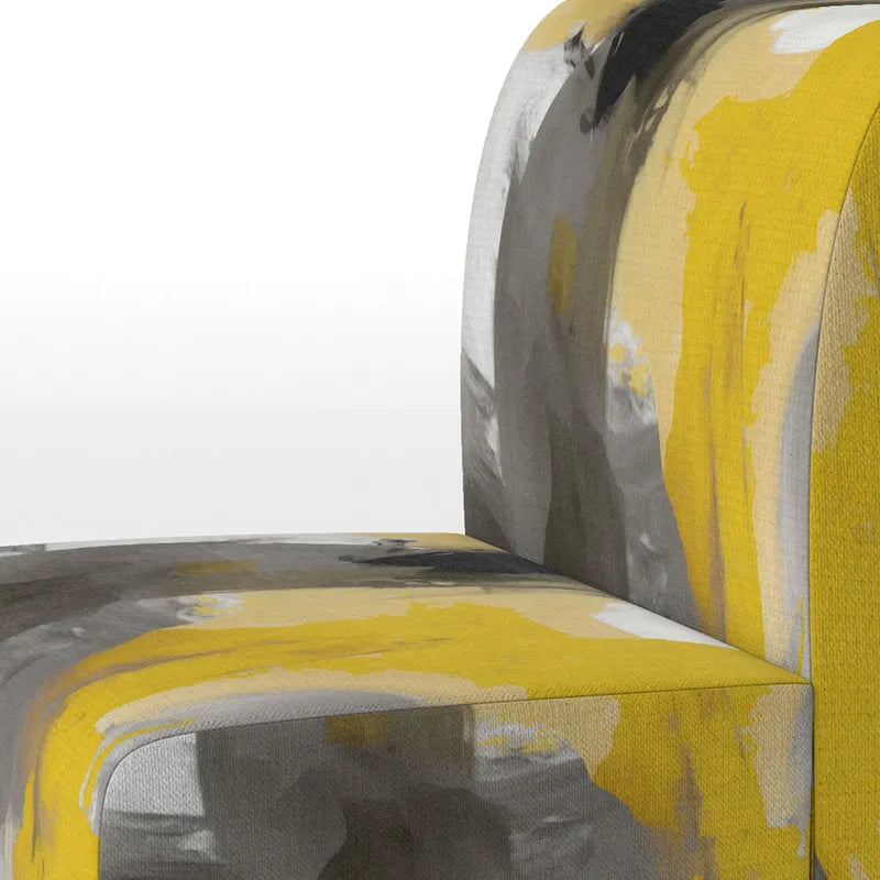 Jaune Moutarde & Gris Clair II : Fauteuils d'appoint abstraits et Fauteuils modernes rembourrés
