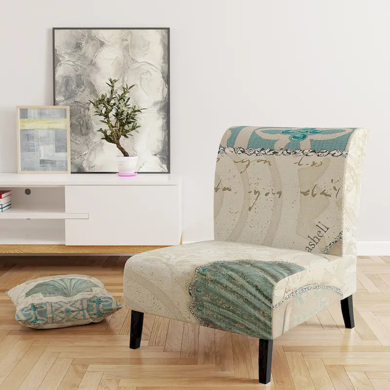 Fauteuil d'appoint nautique et côtier rembourré Seastar et Blue Sea Shell II - Fauteuil avec accoudoirs