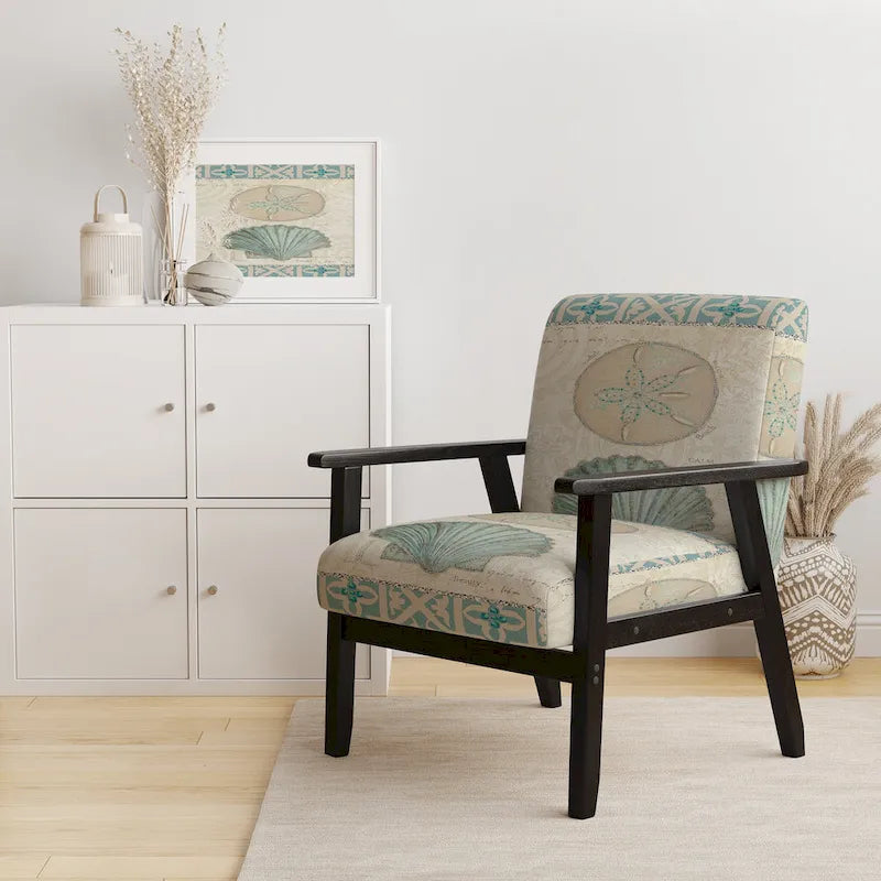 Fauteuil d'appoint nautique et côtier rembourré Seastar et Blue Sea Shell II - Fauteuil avec accoudoirs