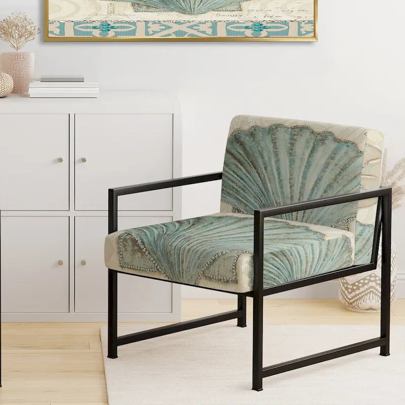 Fauteuil d'appoint nautique et côtier rembourré Seastar et Blue Sea Shell II - Fauteuil avec accoudoirs