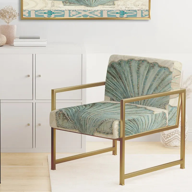 Fauteuil d'appoint nautique et côtier rembourré Seastar et Blue Sea Shell II - Fauteuil avec accoudoirs