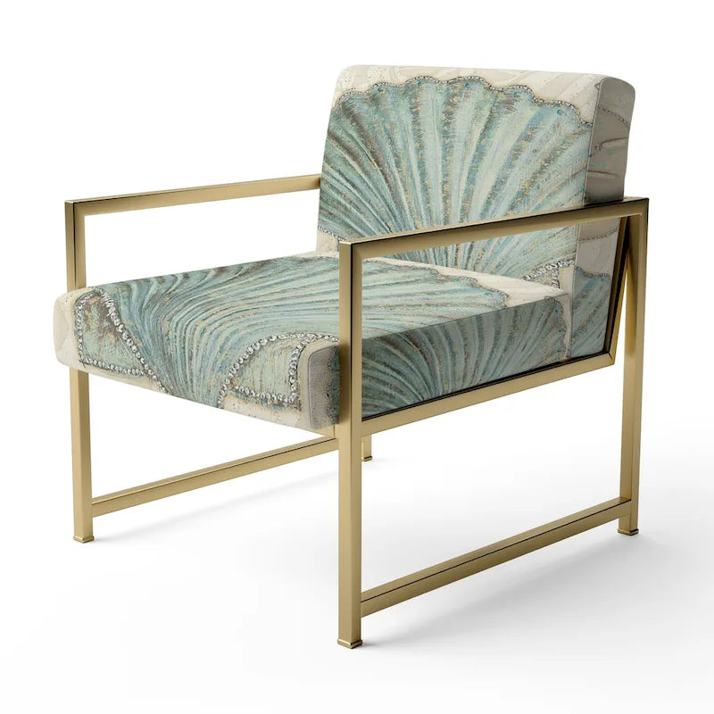 Fauteuil d'appoint nautique et côtier rembourré Seastar et Blue Sea Shell II - Fauteuil avec accoudoirs