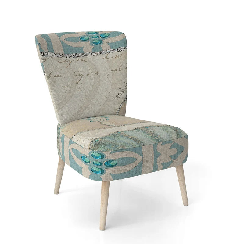 Fauteuil d'appoint nautique et côtier rembourré Seastar et Blue Sea Shell II - Fauteuil avec accoudoirs