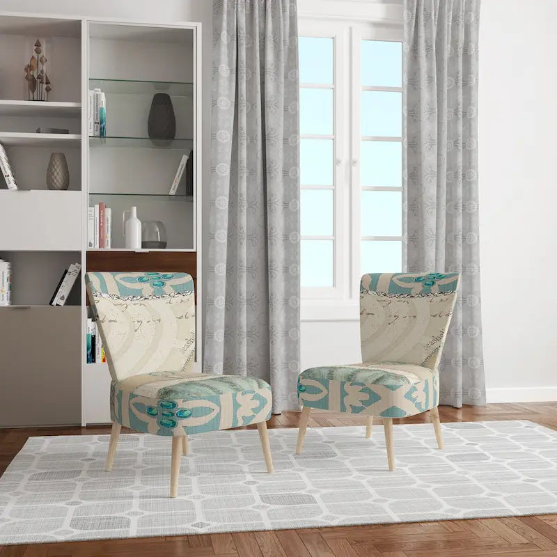 Fauteuil d'appoint nautique et côtier rembourré Seastar et Blue Sea Shell II - Fauteuil avec accoudoirs