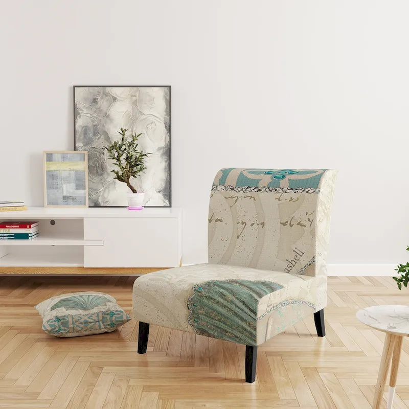 Fauteuil d'appoint nautique et côtier rembourré Seastar et Blue Sea Shell II - Fauteuil avec accoudoirs