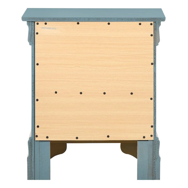 Table de chevet traditionnelle en bois à deux tiroirs
