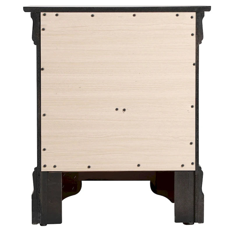 Table de chevet traditionnelle en bois à deux tiroirs
