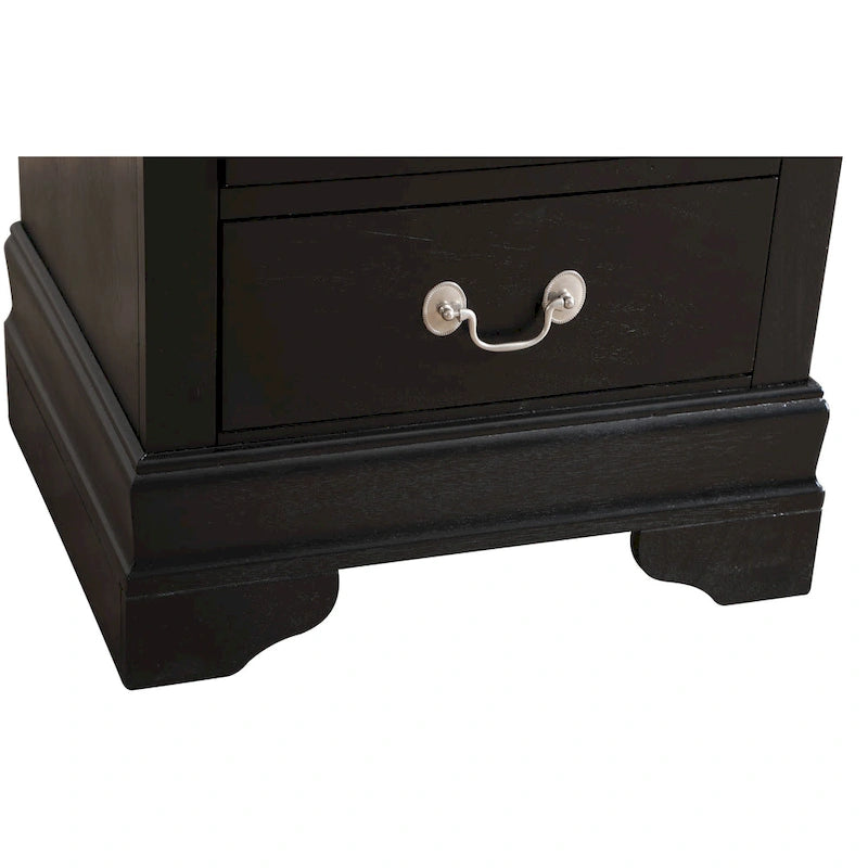 Table de chevet traditionnelle en bois à deux tiroirs