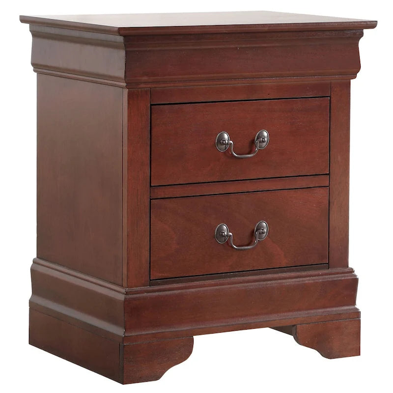 Table de chevet traditionnelle en bois à deux tiroirs