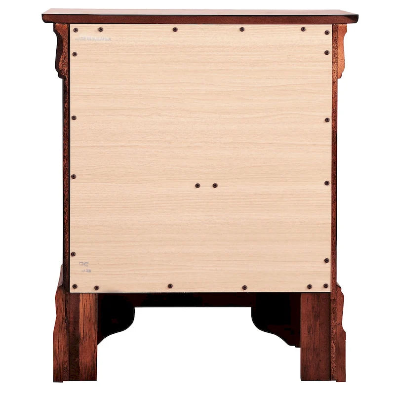 Table de chevet traditionnelle en bois à deux tiroirs