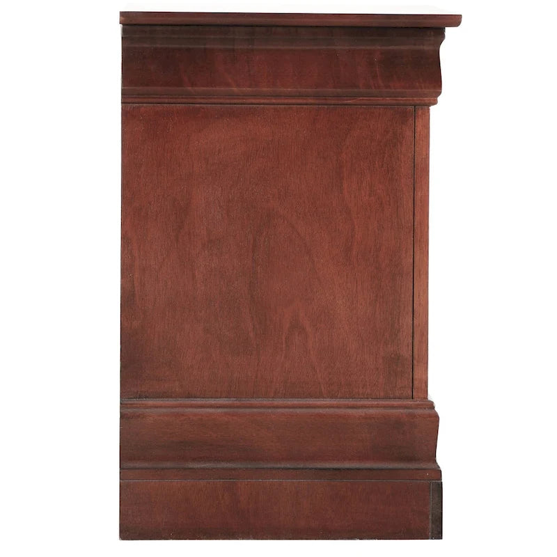 Table de chevet traditionnelle en bois à deux tiroirs
