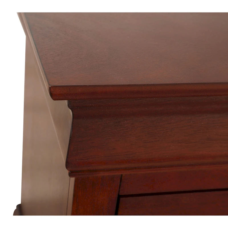 Table de chevet traditionnelle en bois à deux tiroirs