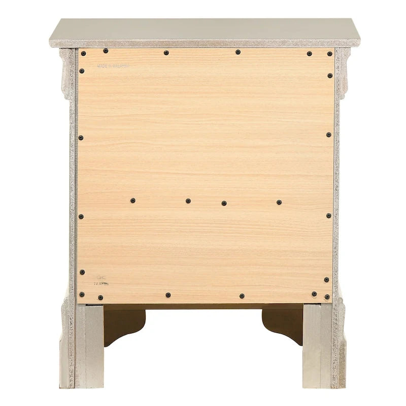 Table de chevet traditionnelle en bois à deux tiroirs