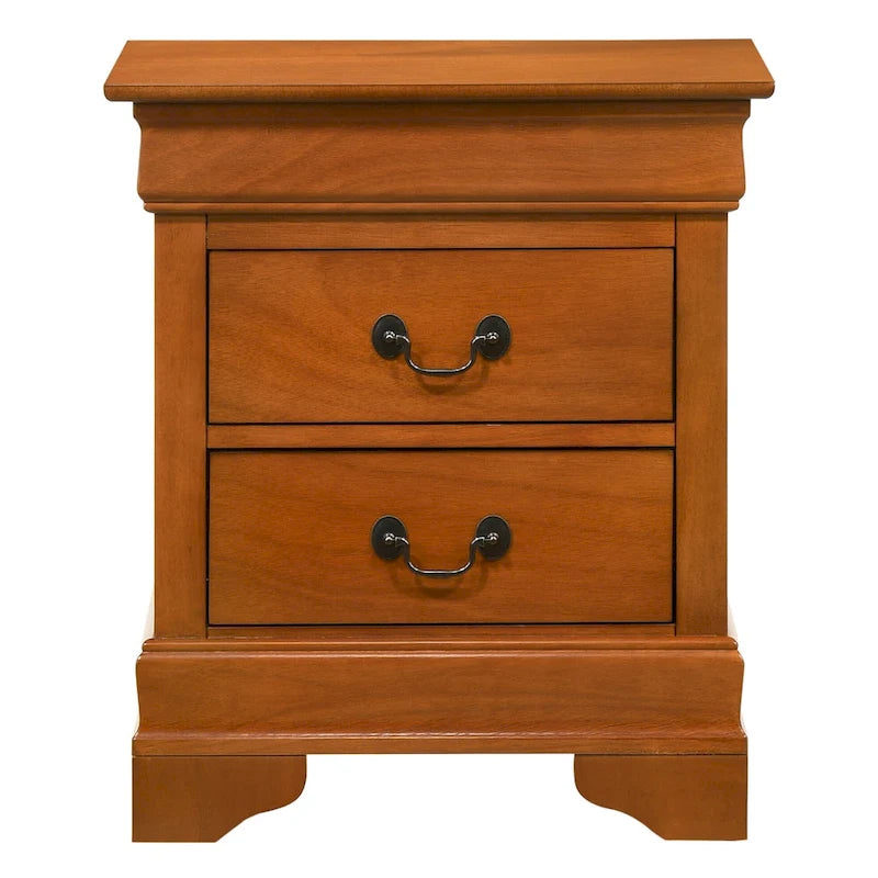 Table de chevet traditionnelle en bois à deux tiroirs