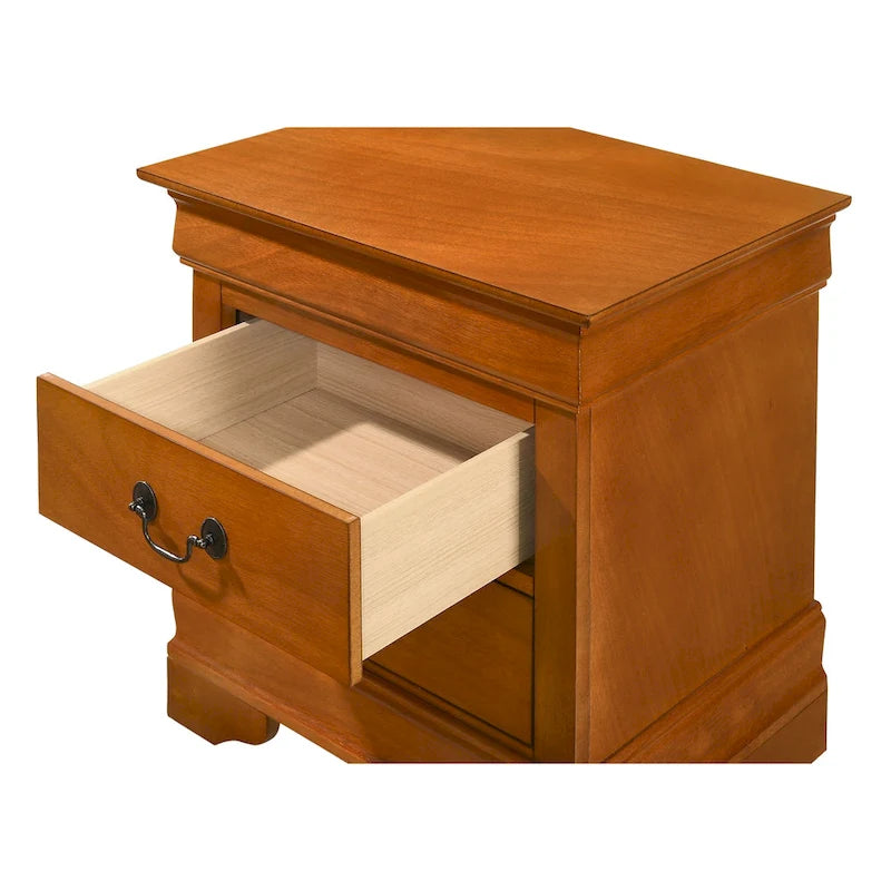 Table de chevet traditionnelle en bois à deux tiroirs