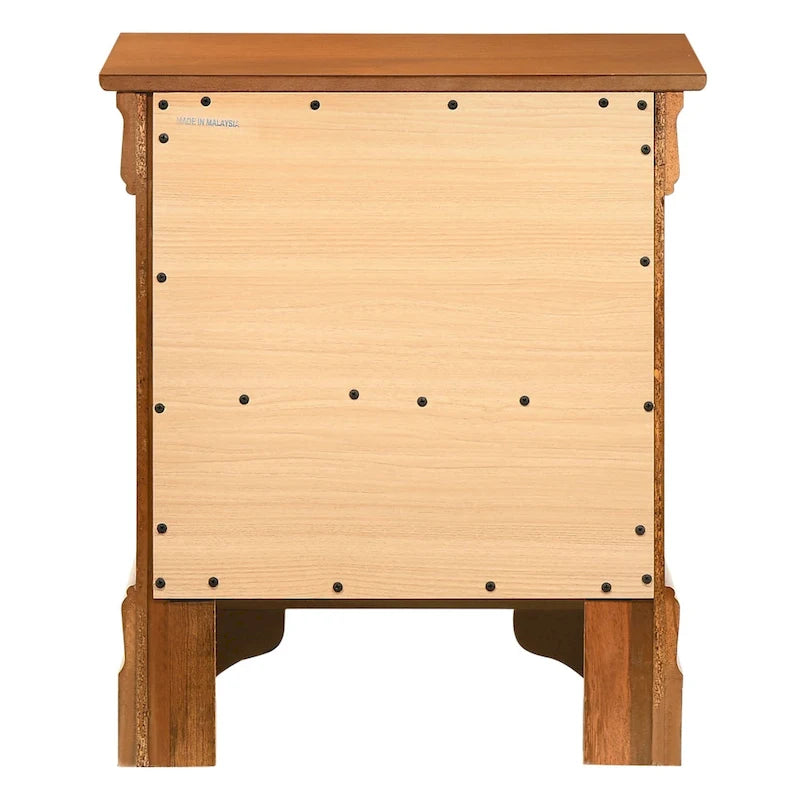 Table de chevet traditionnelle en bois à deux tiroirs