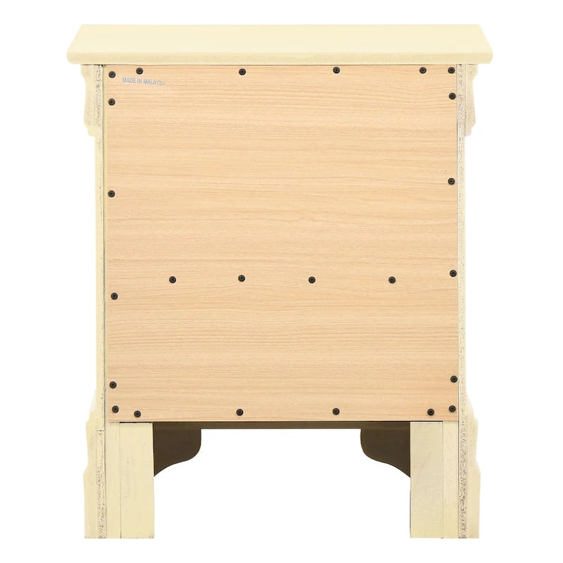 Table de chevet traditionnelle en bois à deux tiroirs