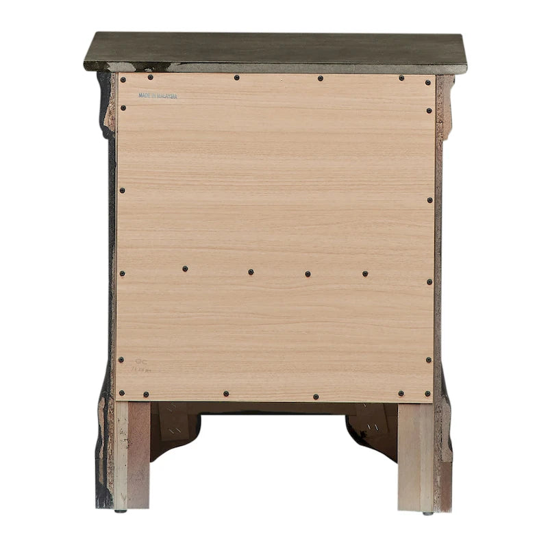 Table de chevet traditionnelle en bois à deux tiroirs