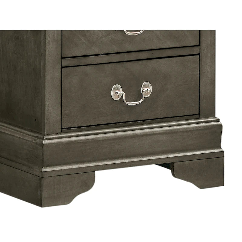 Table de chevet traditionnelle en bois à deux tiroirs