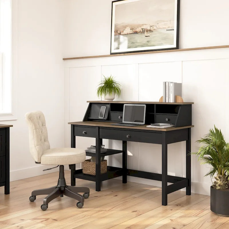 Bureau d'ordinateur de 137 cm (avec étagère de rangement supérieure)