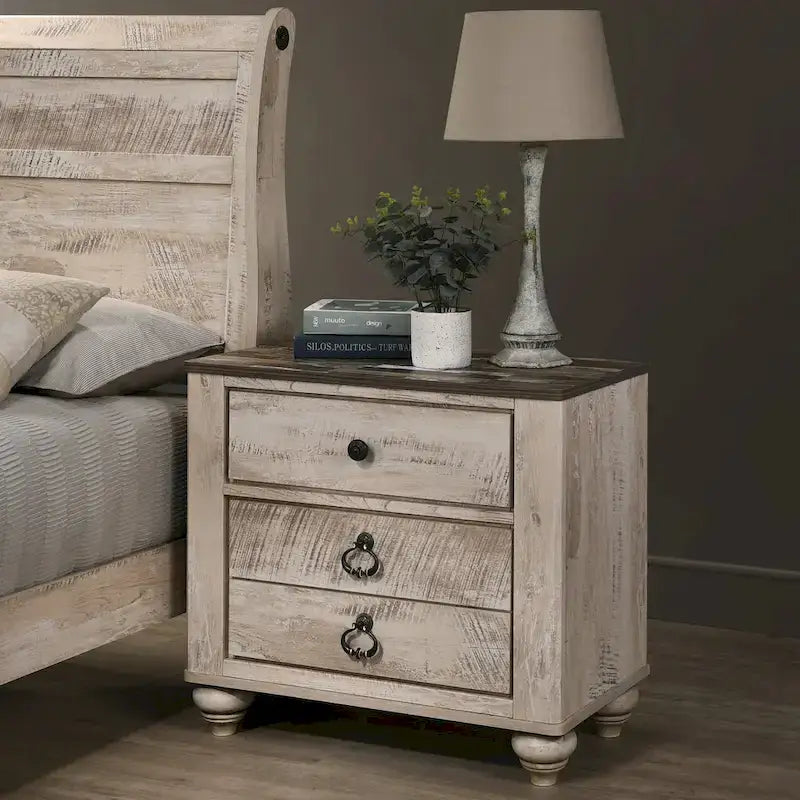 Chambre à coucher 3 pièces contemporaine avec finition blanchie