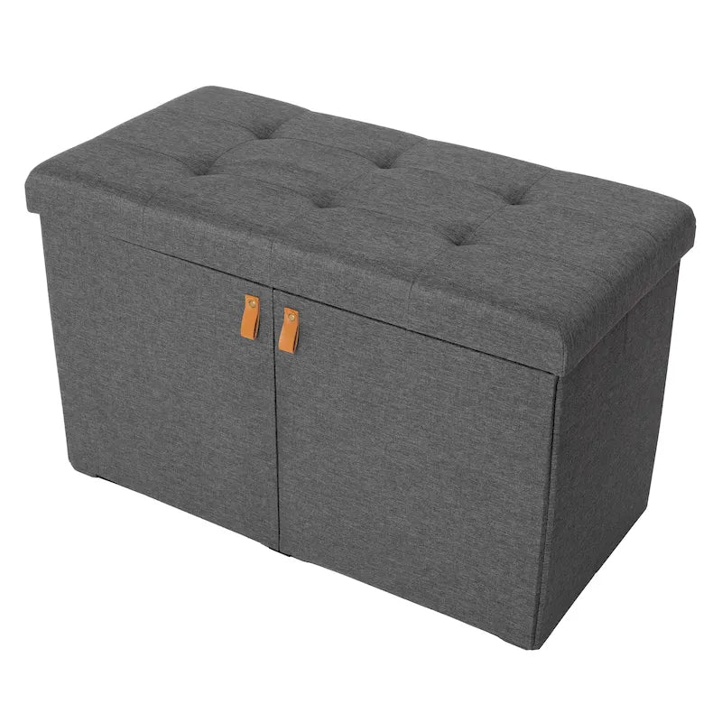 Meuble à chaussures avec repose-pieds rembourré, gris moderne
