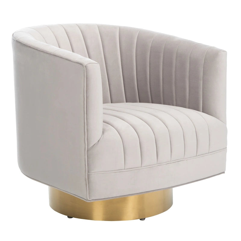 Fauteuil baquet pivotant capitonné à fines rayures - 28 L x 31 P x 30 H - 28Lx31Px30H