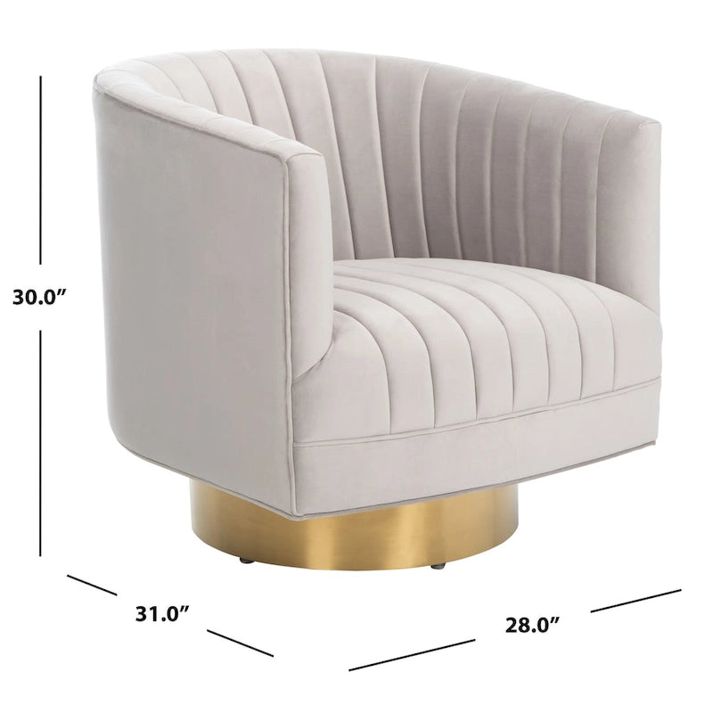 Fauteuil baquet pivotant capitonné à fines rayures - 28 L x 31 P x 30 H - 28Lx31Px30H