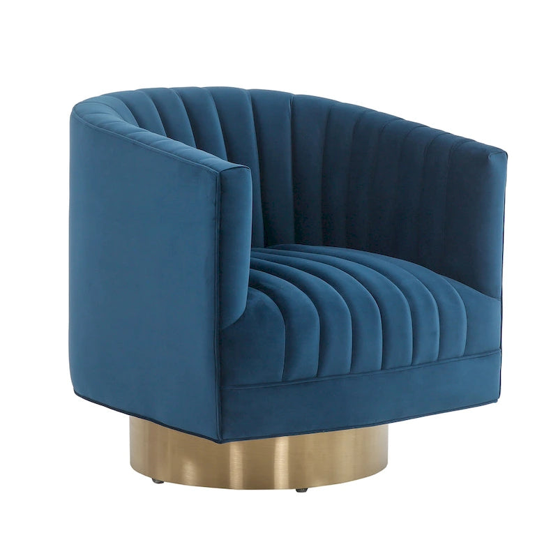 Fauteuil baquet pivotant capitonné à fines rayures - 28 L x 31 P x 30 H - 28Lx31Px30H