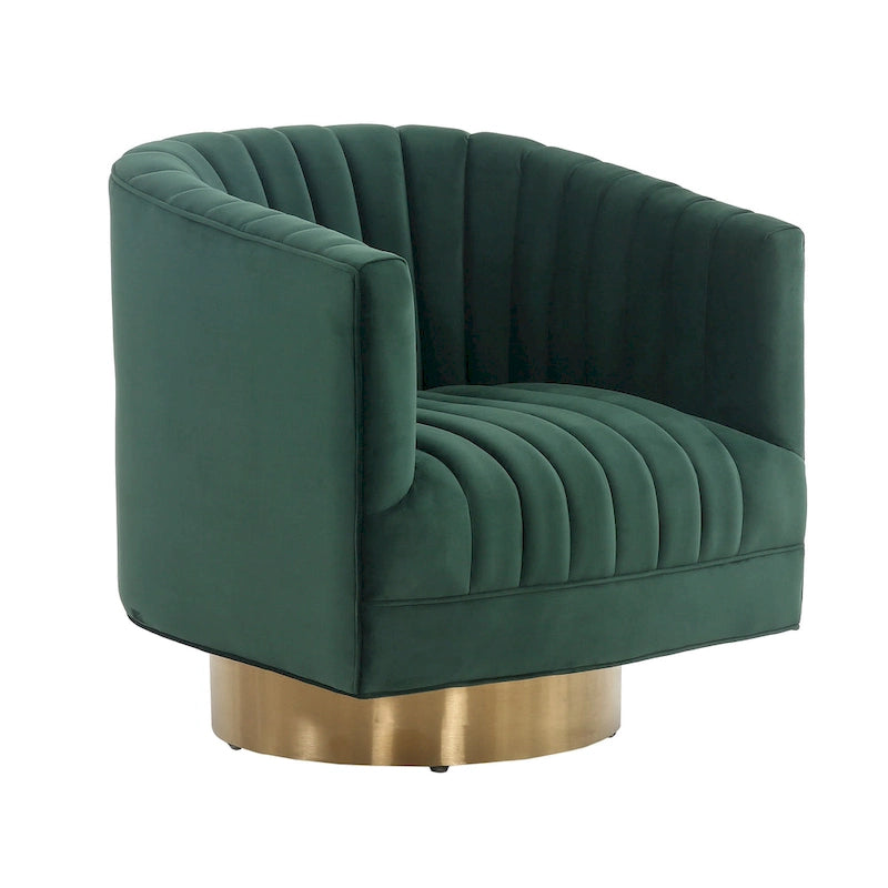 Fauteuil baquet pivotant capitonné à fines rayures - 28 L x 31 P x 30 H - 28Lx31Px30H