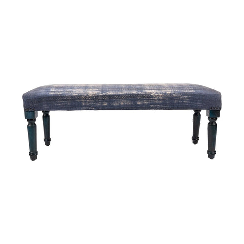 47  Antique Blue Distressed Rectangular Bench